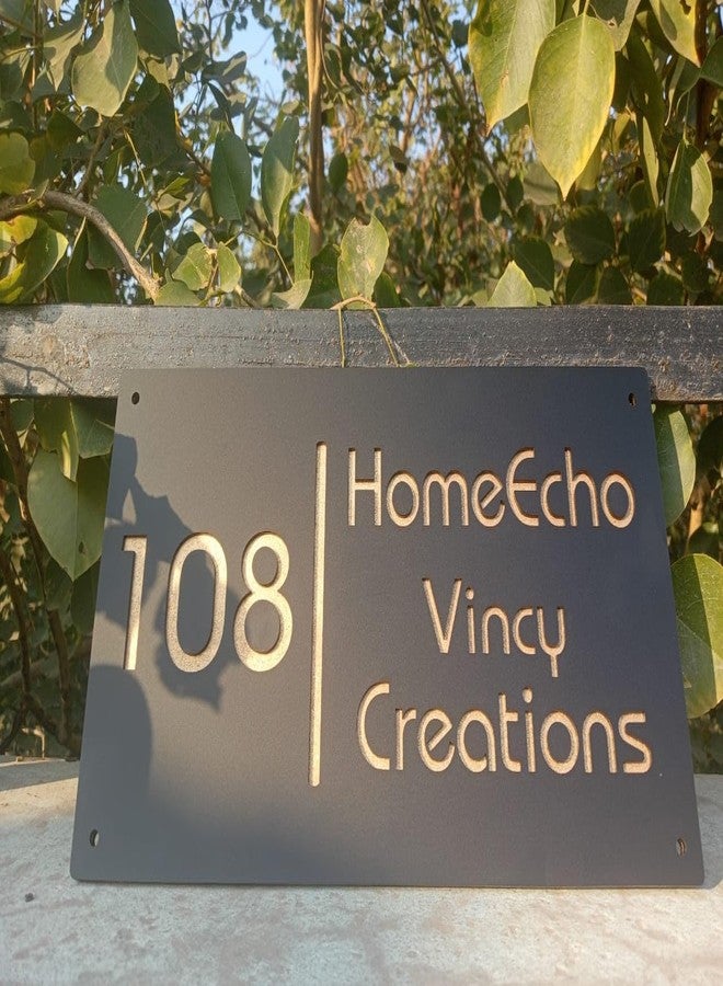 HomeEcho لوحات أسماء أبواب فاخرة مقاومة للماء من هوم إيكو، قابلة للتخصيص، لمداخل المنازل (15×30 سم) بأحرف ثلاثية الأبعاد - مثالية للمنازل والمكاتب والمداخل الخارجية، مزودة بمسامير من الفولاذ المقاوم للصدأ || لوحات أسماء الأبواب (أسود وأبيض) - Image 3